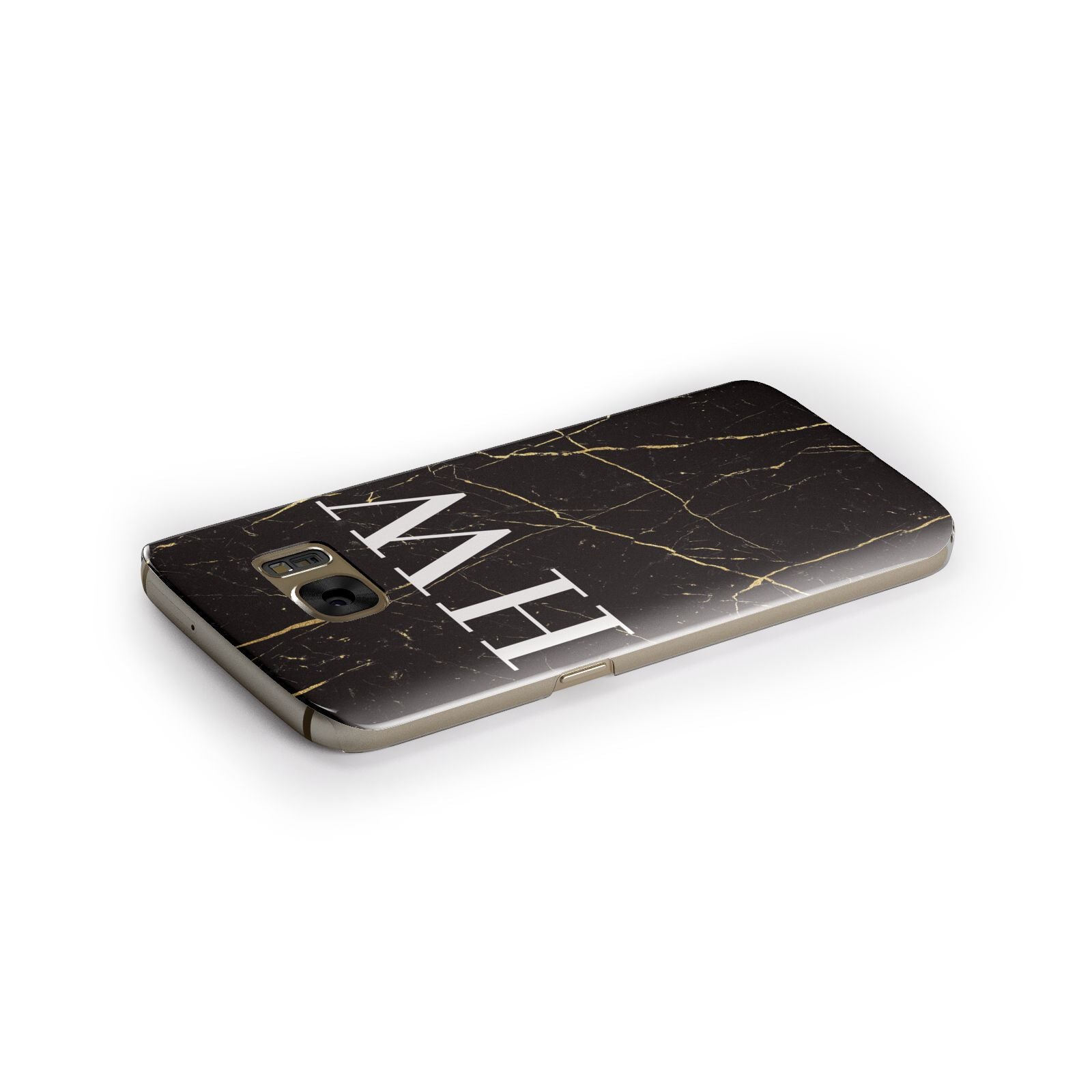 Black Gold Marble Effect Initials Personalised Samsung Galaxy Case Side Close Up
