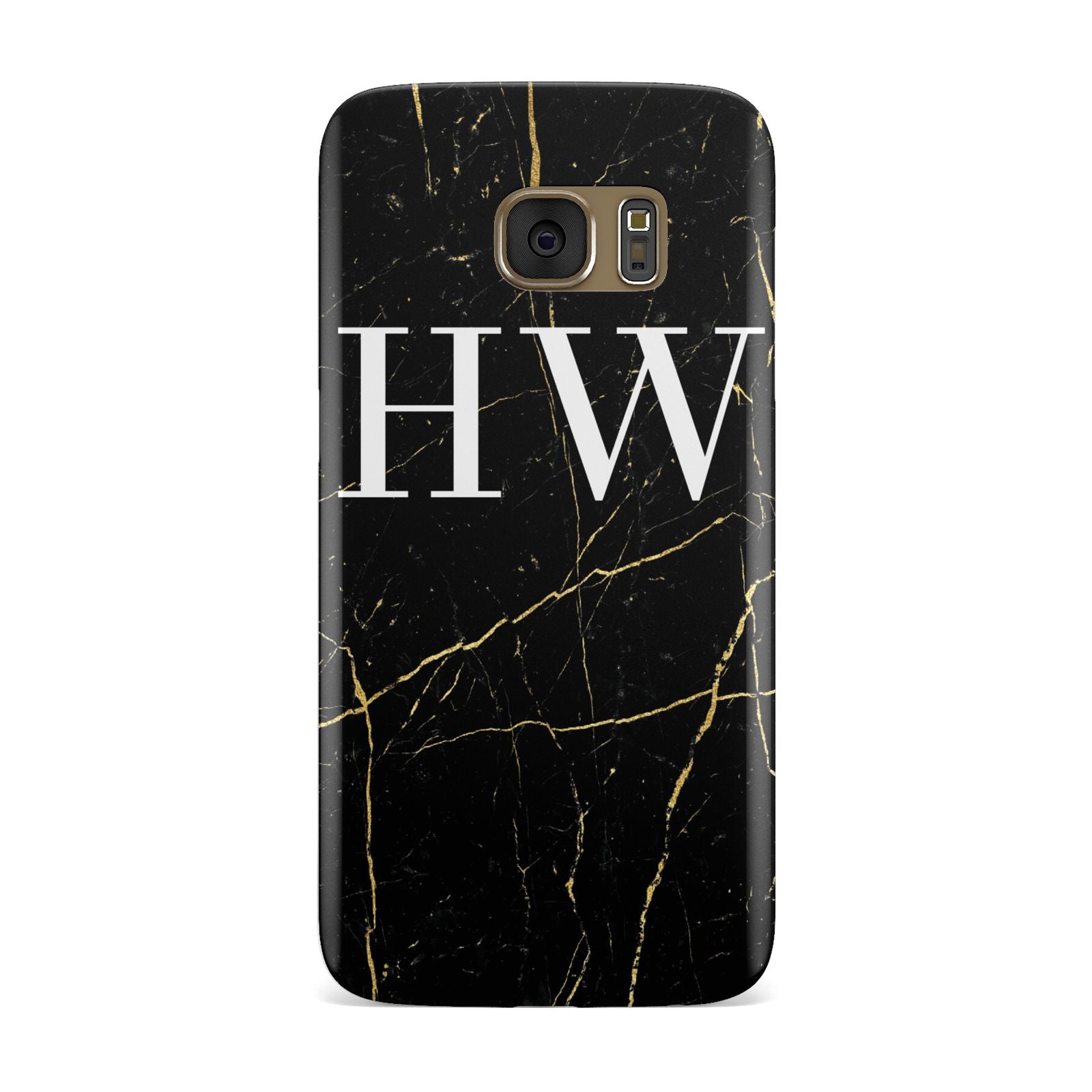 Black Gold Marble Effect Initials Personalised Samsung Galaxy Case