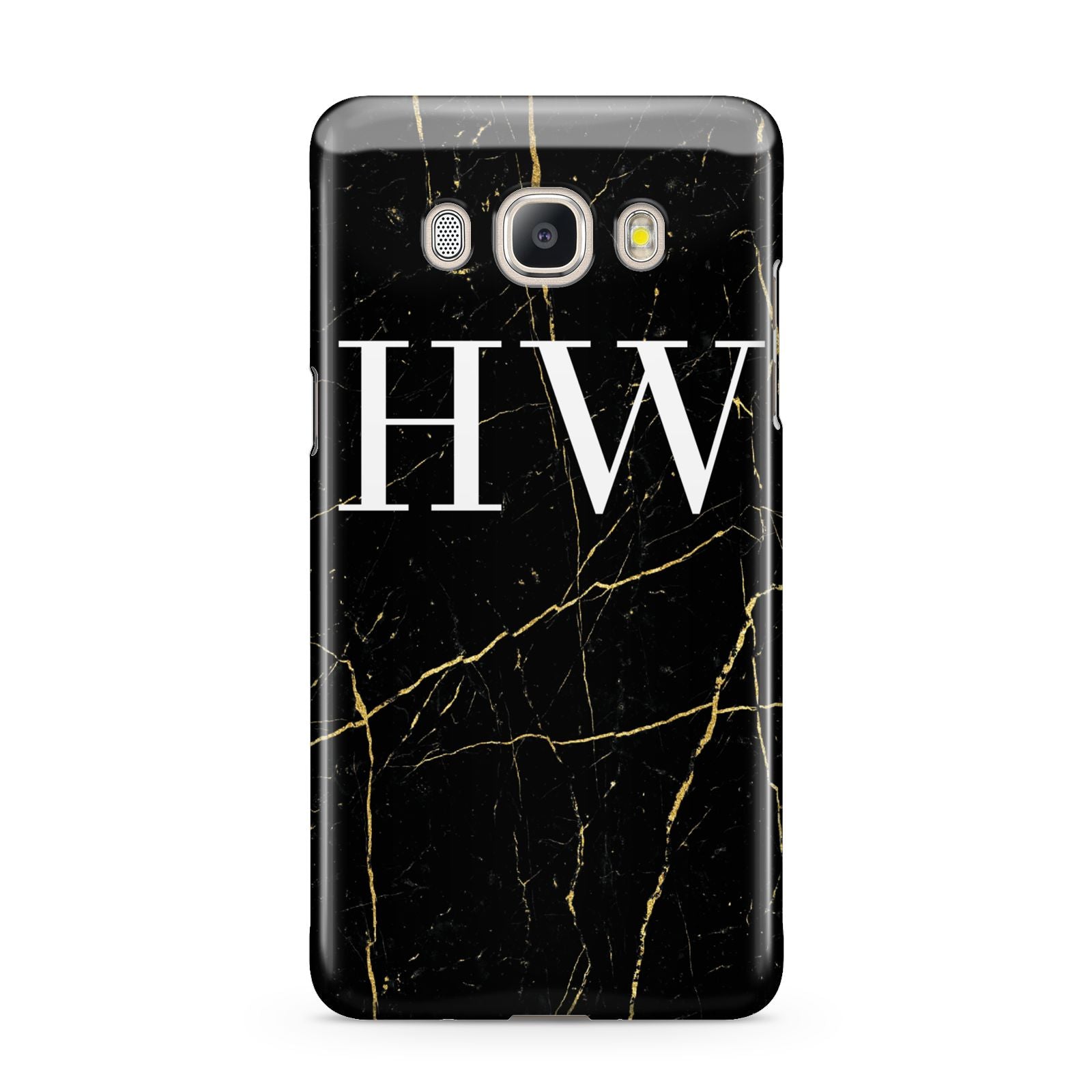 Black Gold Marble Effect Initials Personalised Samsung Galaxy J5 2016 Case