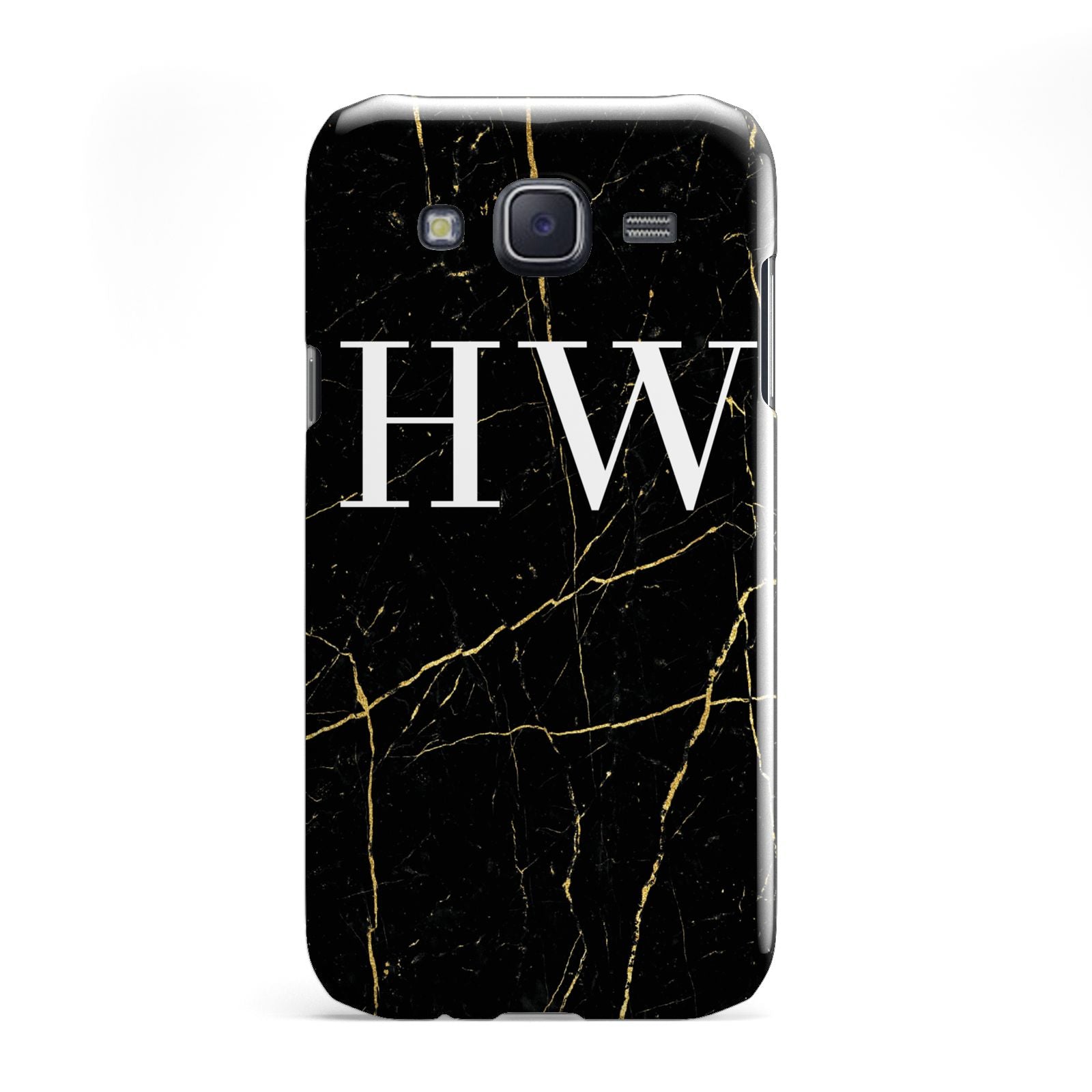Black Gold Marble Effect Initials Personalised Samsung Galaxy J5 Case