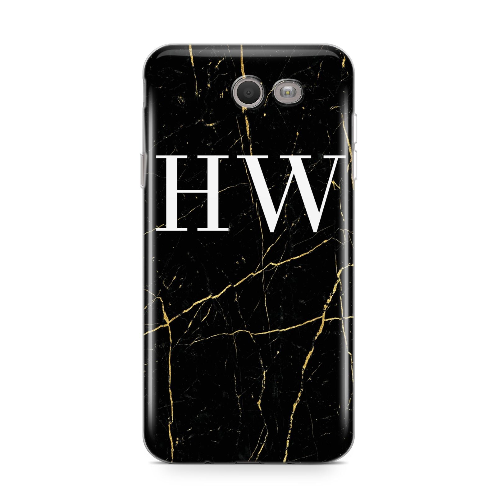 Black Gold Marble Effect Initials Personalised Samsung Galaxy J7 2017 Case