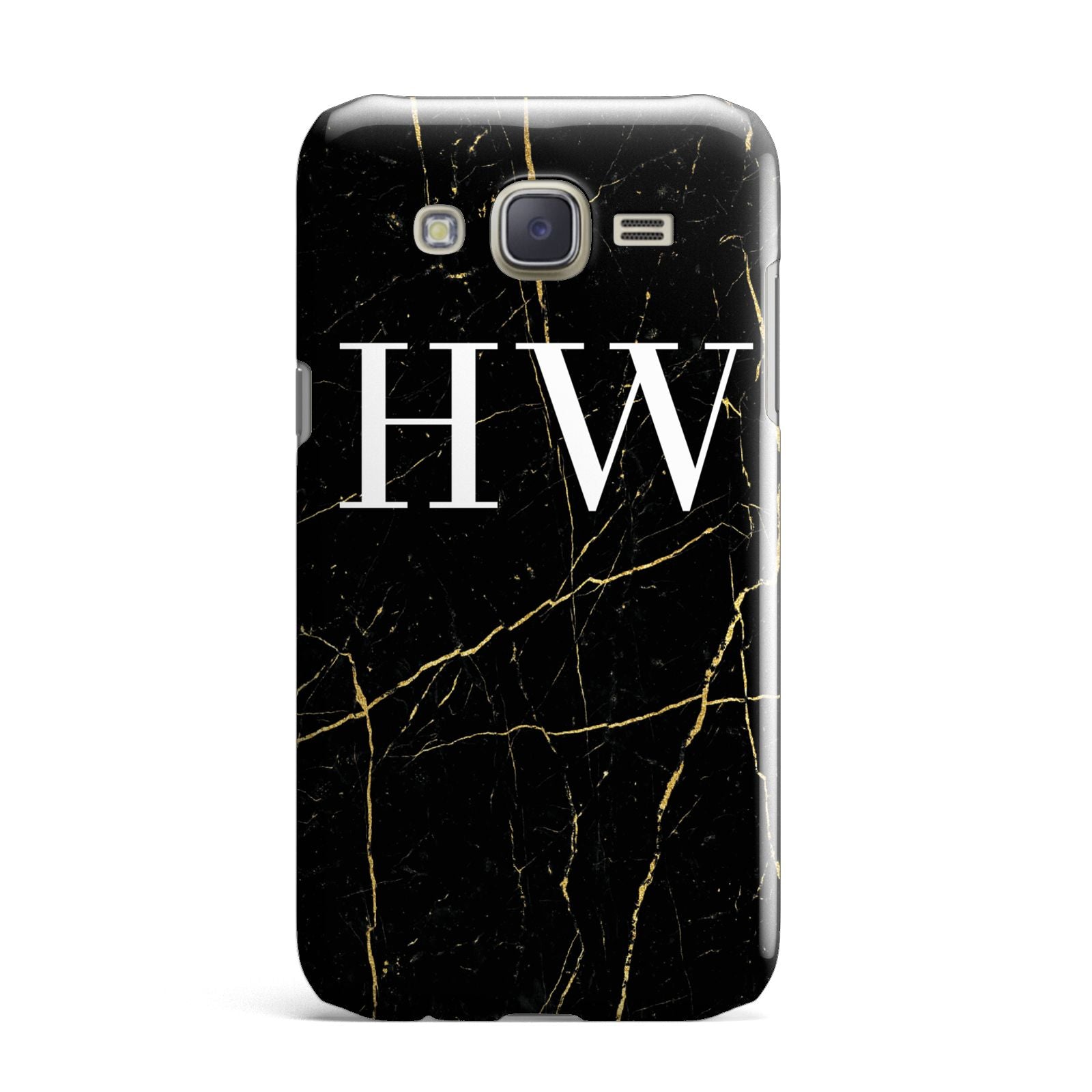 Black Gold Marble Effect Initials Personalised Samsung Galaxy J7 Case