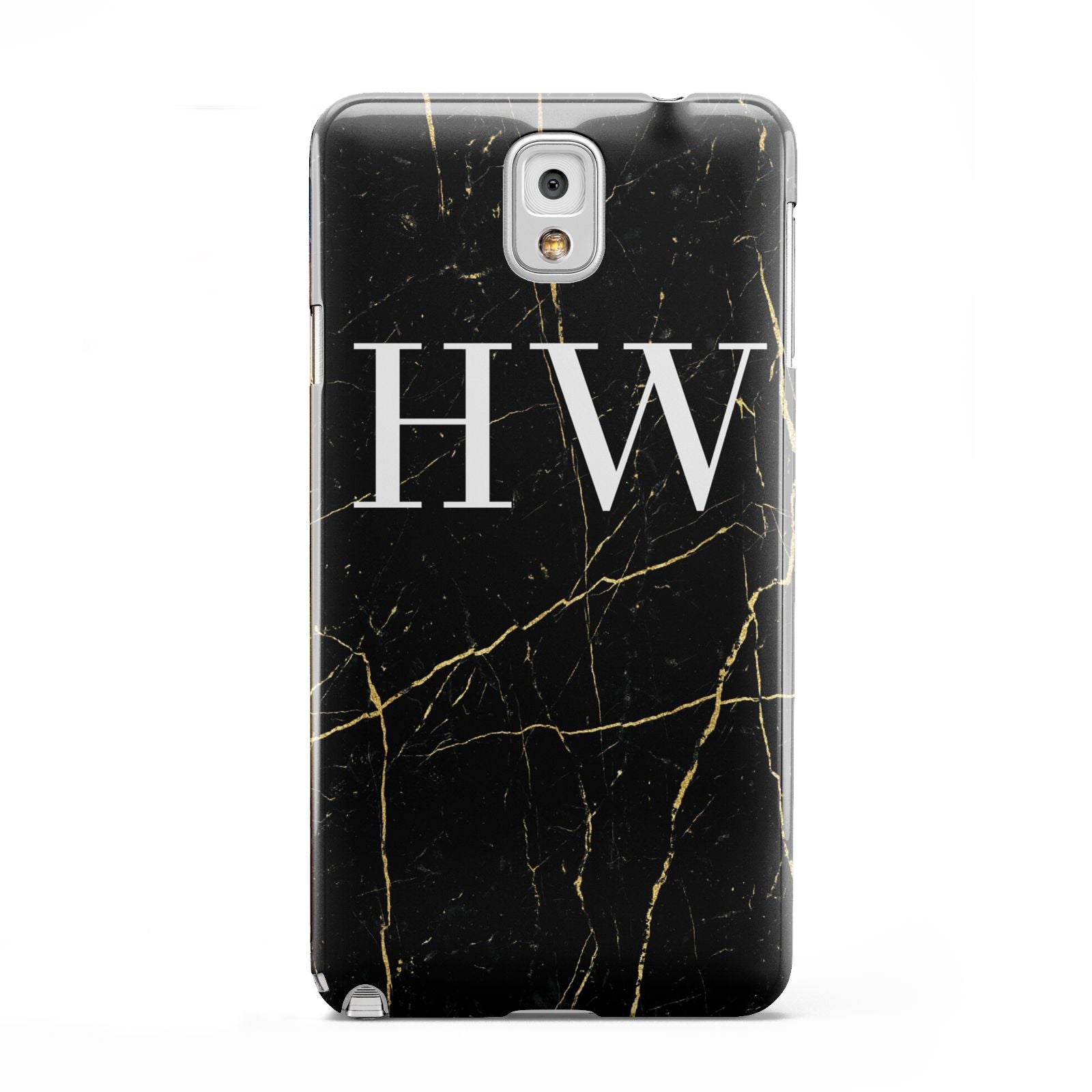 Black Gold Marble Effect Initials Personalised Samsung Galaxy Note 3 Case