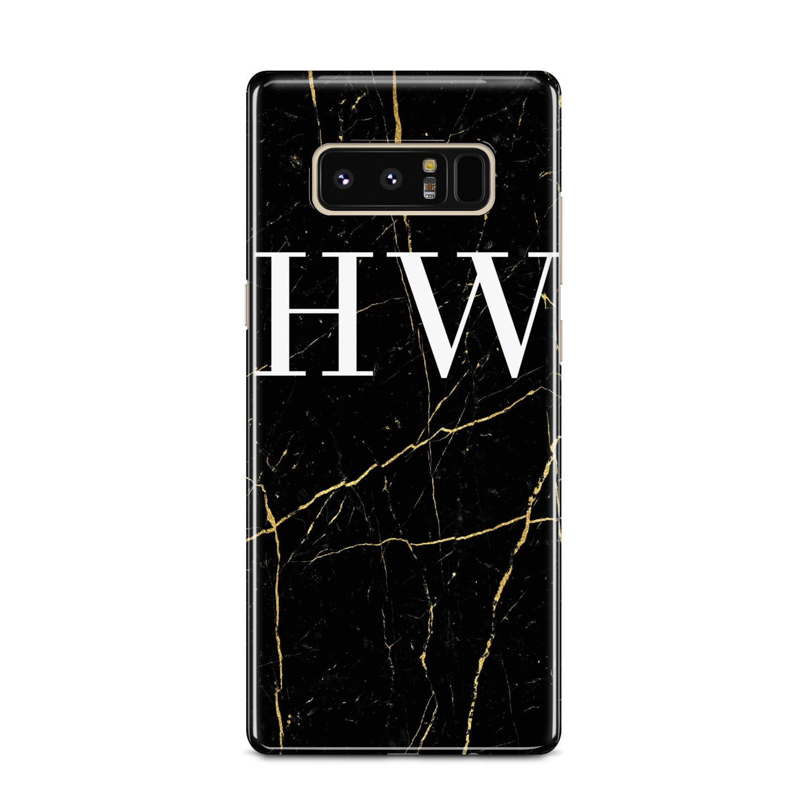 Black Gold Marble Effect Initials Personalised Samsung Galaxy Note 8 Case
