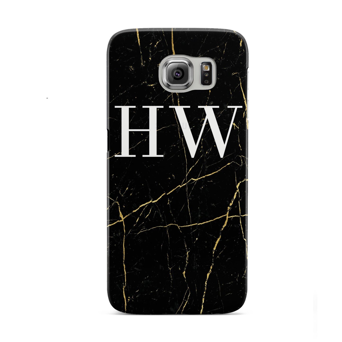 Black Gold Marble Effect Initials Personalised Samsung Galaxy S6 Case