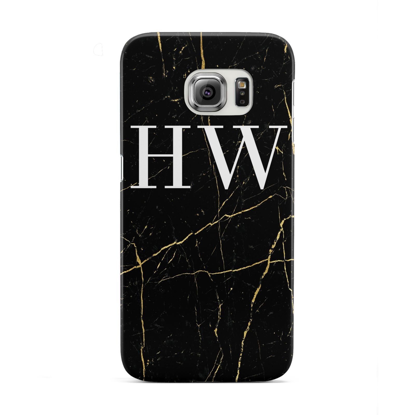 Black Gold Marble Effect Initials Personalised Samsung Galaxy S6 Edge Case