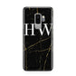 Black Gold Marble Effect Initials Personalised Samsung Galaxy S9 Plus Case on Silver phone