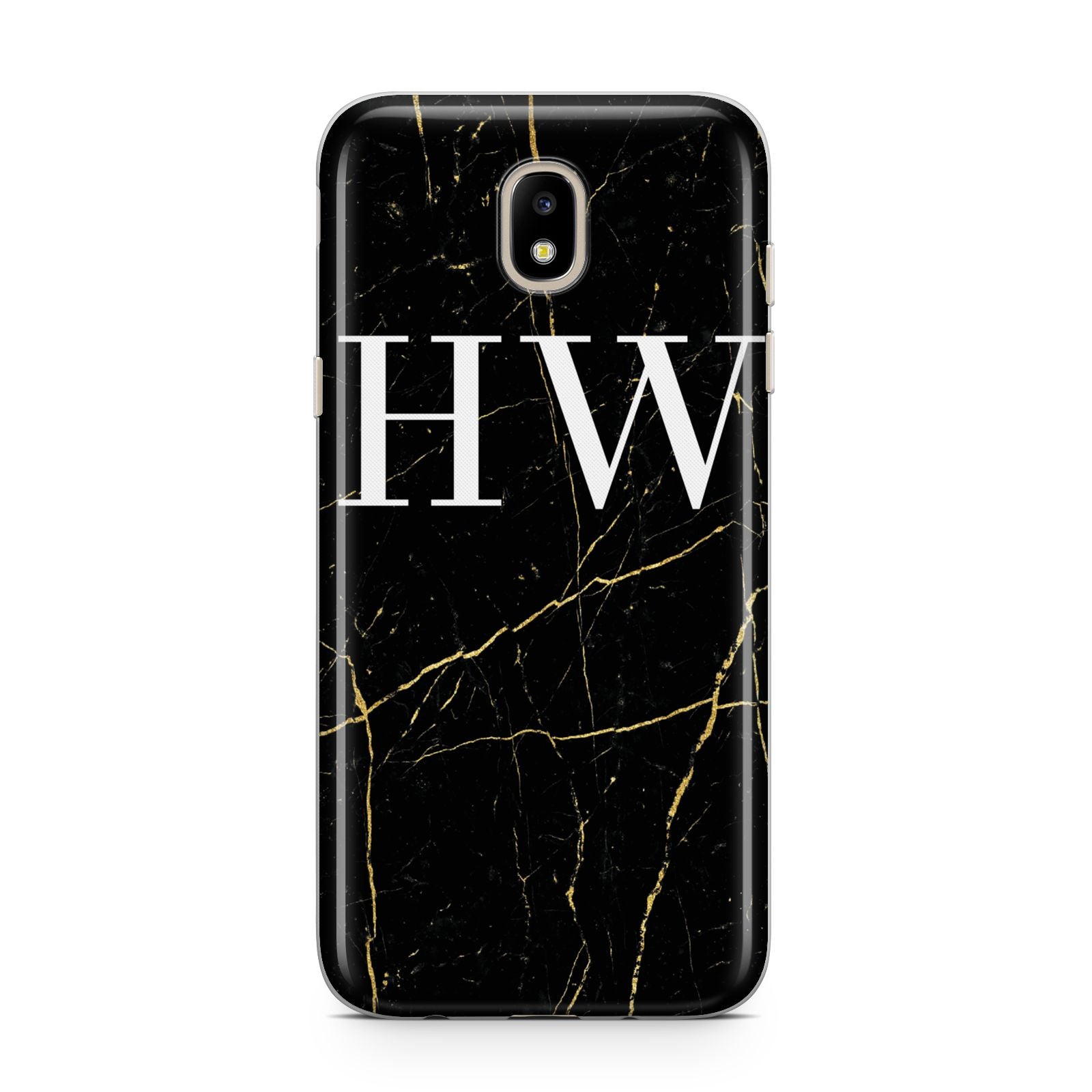 Black Gold Marble Effect Initials Personalised Samsung J5 2017 Case
