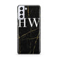 Black Gold Marble Effect Initials Personalised Samsung S21 Plus Case