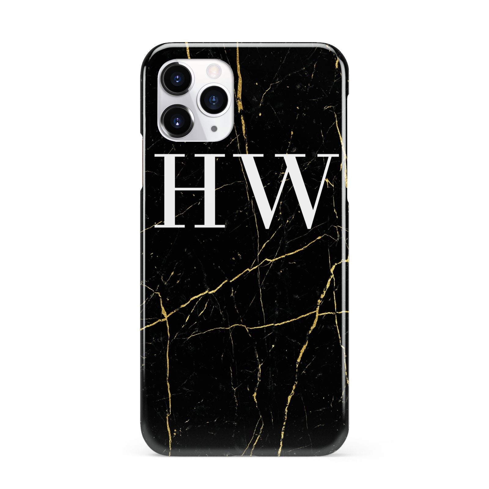 Black Gold Marble Effect Initials Personalised iPhone 11 Pro 3D Snap Case