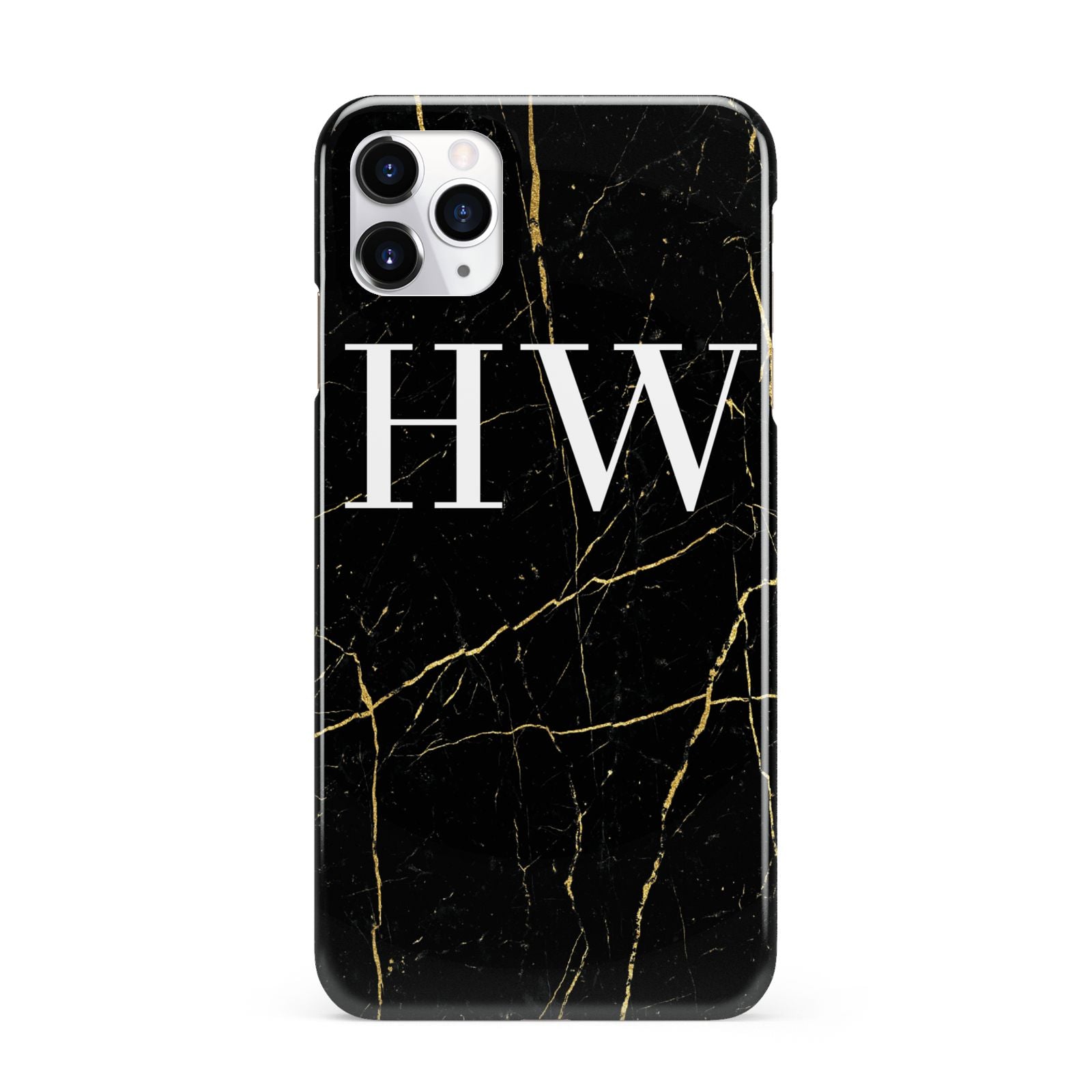 Black Gold Marble Effect Initials Personalised iPhone 11 Pro Max 3D Snap Case