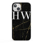 Black Gold Marble Effect Initials Personalised iPhone 13 Full Wrap 3D Snap Case