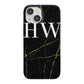 Black Gold Marble Effect Initials Personalised iPhone 13 Mini Full Wrap 3D Snap Case