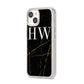 Black Gold Marble Effect Initials Personalised iPhone 14 Clear Tough Case Starlight Angled Image