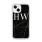 Black Gold Marble Effect Initials Personalised iPhone 14 Glitter Tough Case Starlight