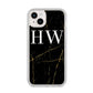Black Gold Marble Effect Initials Personalised iPhone 14 Plus Clear Tough Case Starlight