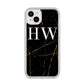 Black Gold Marble Effect Initials Personalised iPhone 14 Plus Glitter Tough Case Starlight