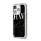 Black Gold Marble Effect Initials Personalised iPhone 14 Pro Glitter Tough Case Silver Angled Image
