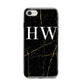 Black Gold Marble Effect Initials Personalised iPhone 8 Bumper Case on Silver iPhone