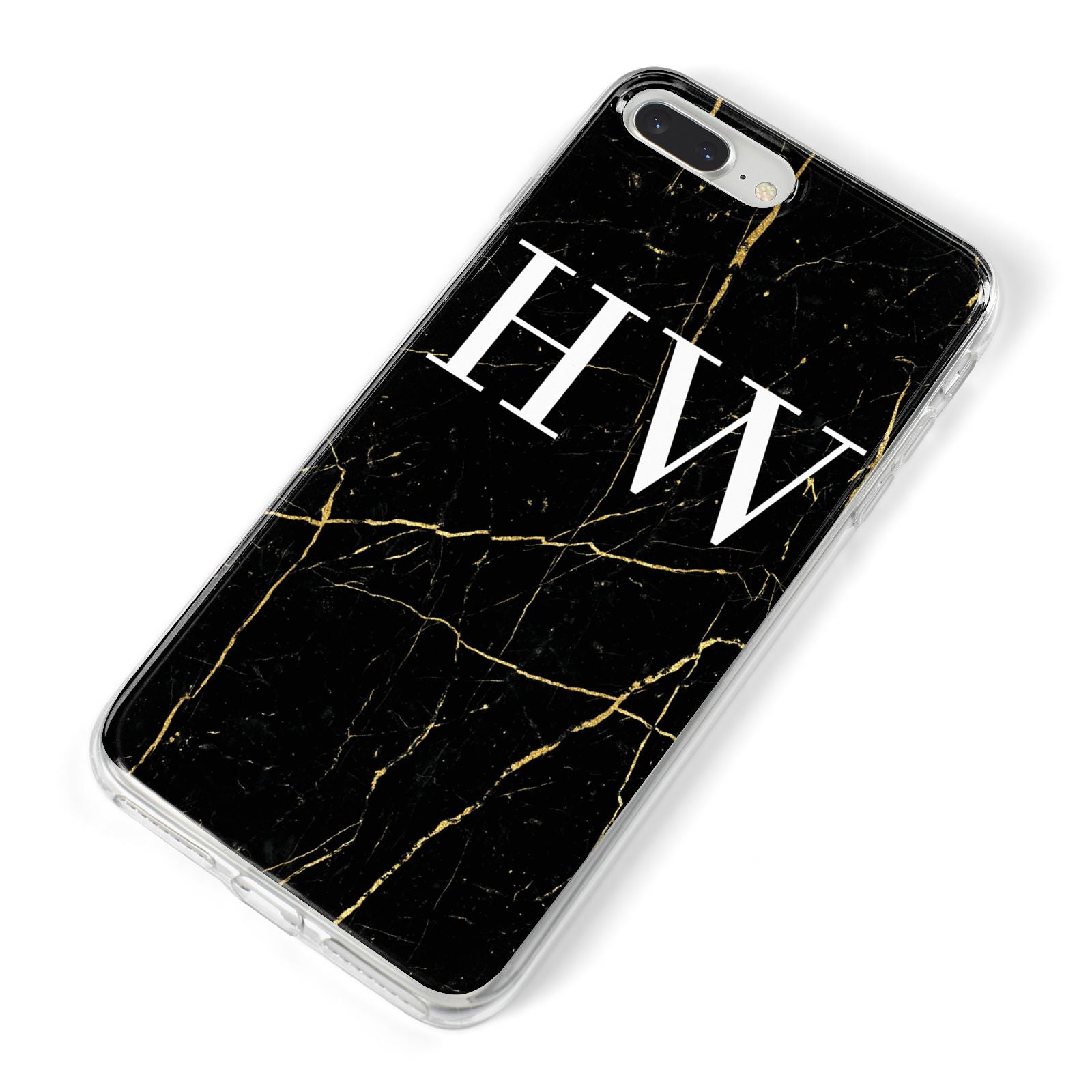 Black Gold Marble Effect Initials Personalised iPhone 8 Plus Bumper Case on Silver iPhone Alternative Image