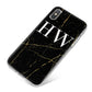 Black Gold Marble Effect Initials Personalised iPhone X Bumper Case on Silver iPhone