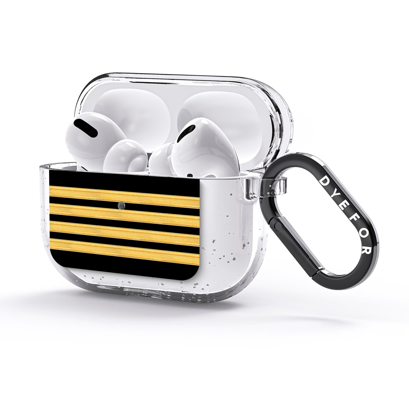 Black Gold Pilot Stripes AirPods Glitter Case 3rd Gen Side Image