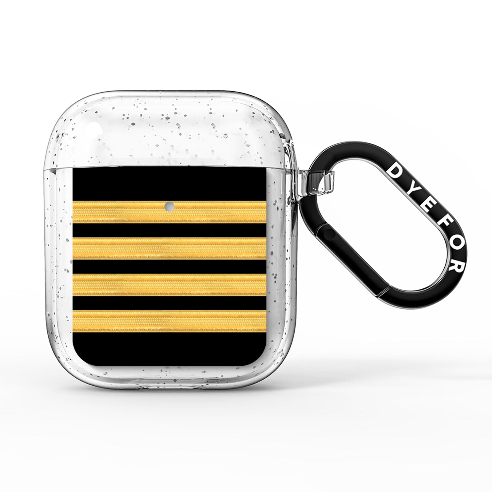 Black Gold Pilot Stripes AirPods Glitter Case