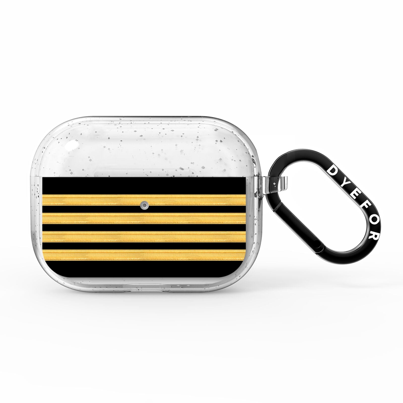 Black Gold Pilot Stripes AirPods Pro Glitter Case