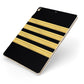 Black Gold Pilot Stripes Apple iPad Case on Gold iPad Side View