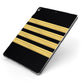 Black Gold Pilot Stripes Apple iPad Case on Grey iPad Side View