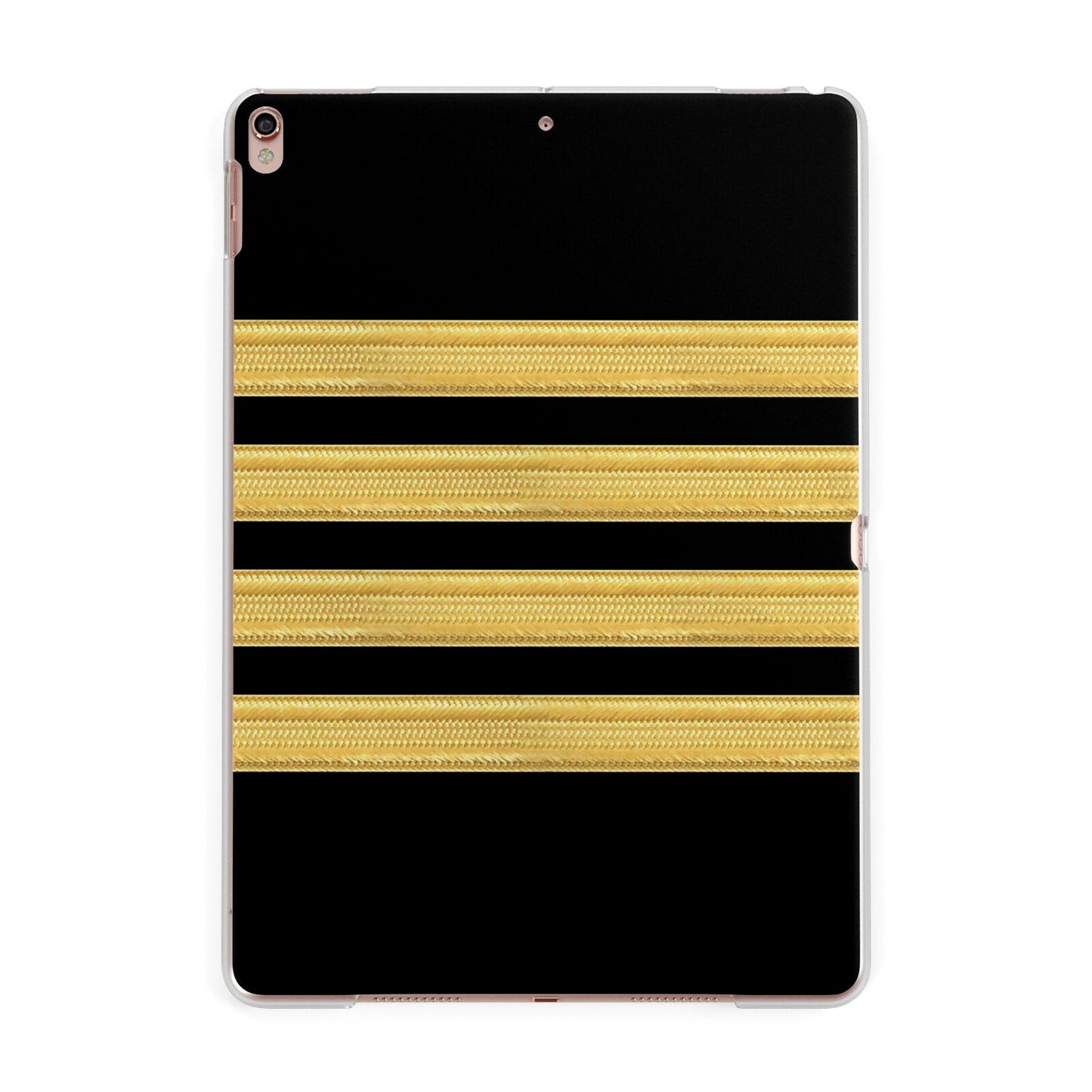 Black Gold Pilot Stripes Apple iPad Rose Gold Case