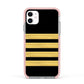 Black Gold Pilot Stripes Apple iPhone 11 in White with Pink Impact Case