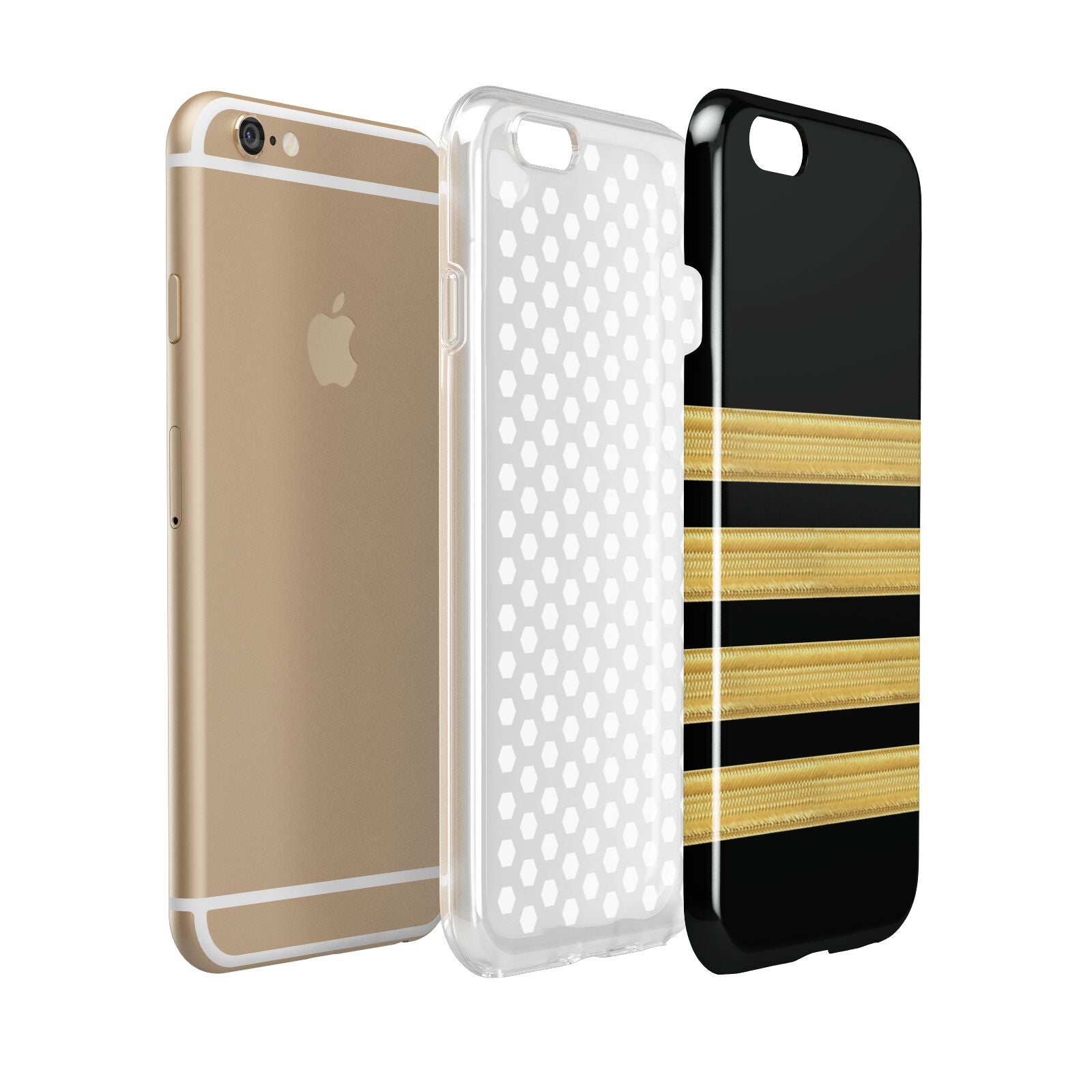 Black Gold Pilot Stripes Apple iPhone 6 3D Tough Case Expanded view