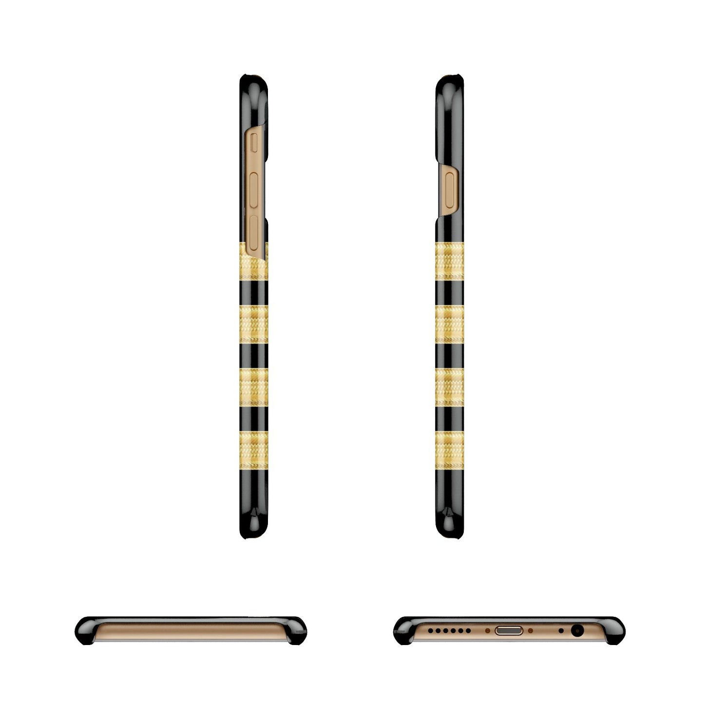 Black Gold Pilot Stripes Apple iPhone 6 3D Wrap Snap Case Angled Images