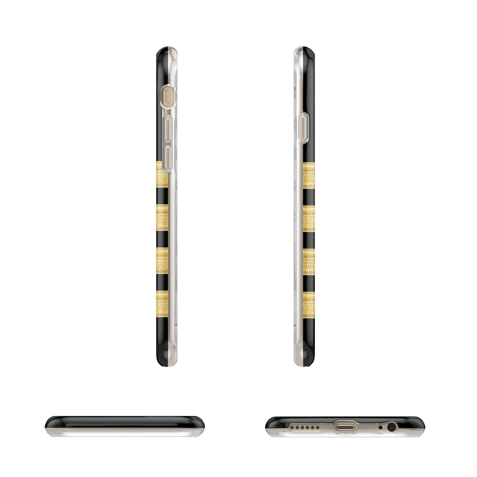 Black Gold Pilot Stripes Apple iPhone 6 3D Wrap Tough Case Alternative Image Angles
