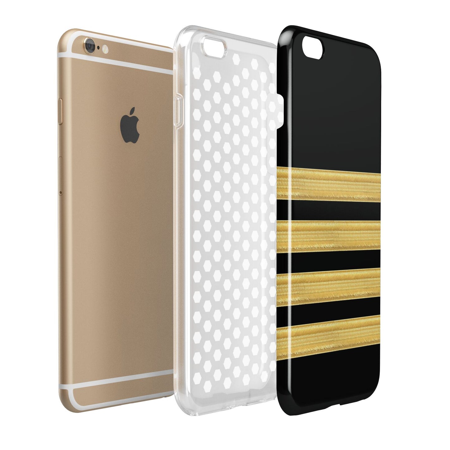 Black Gold Pilot Stripes Apple iPhone 6 Plus 3D Tough Case Expand Detail Image