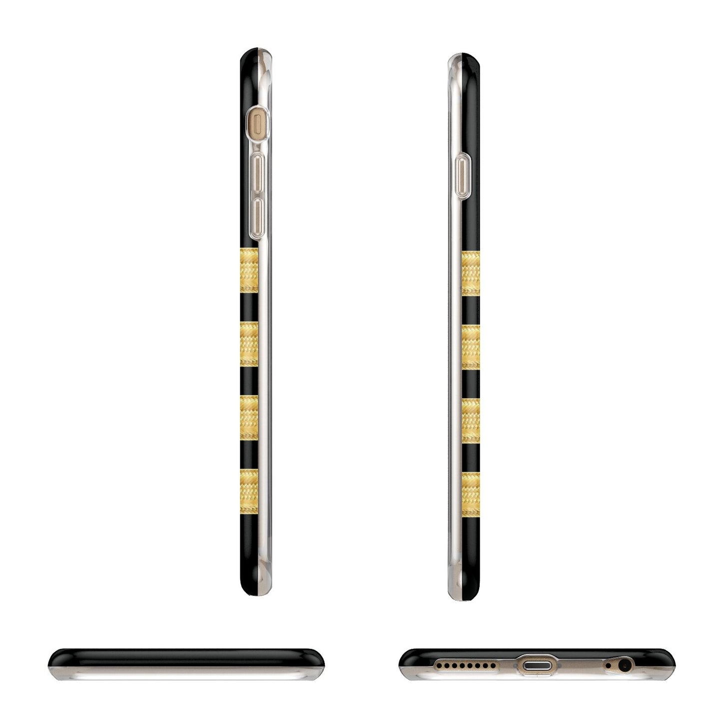 Black Gold Pilot Stripes Apple iPhone 6 Plus 3D Wrap Tough Case Alternative Image Angles