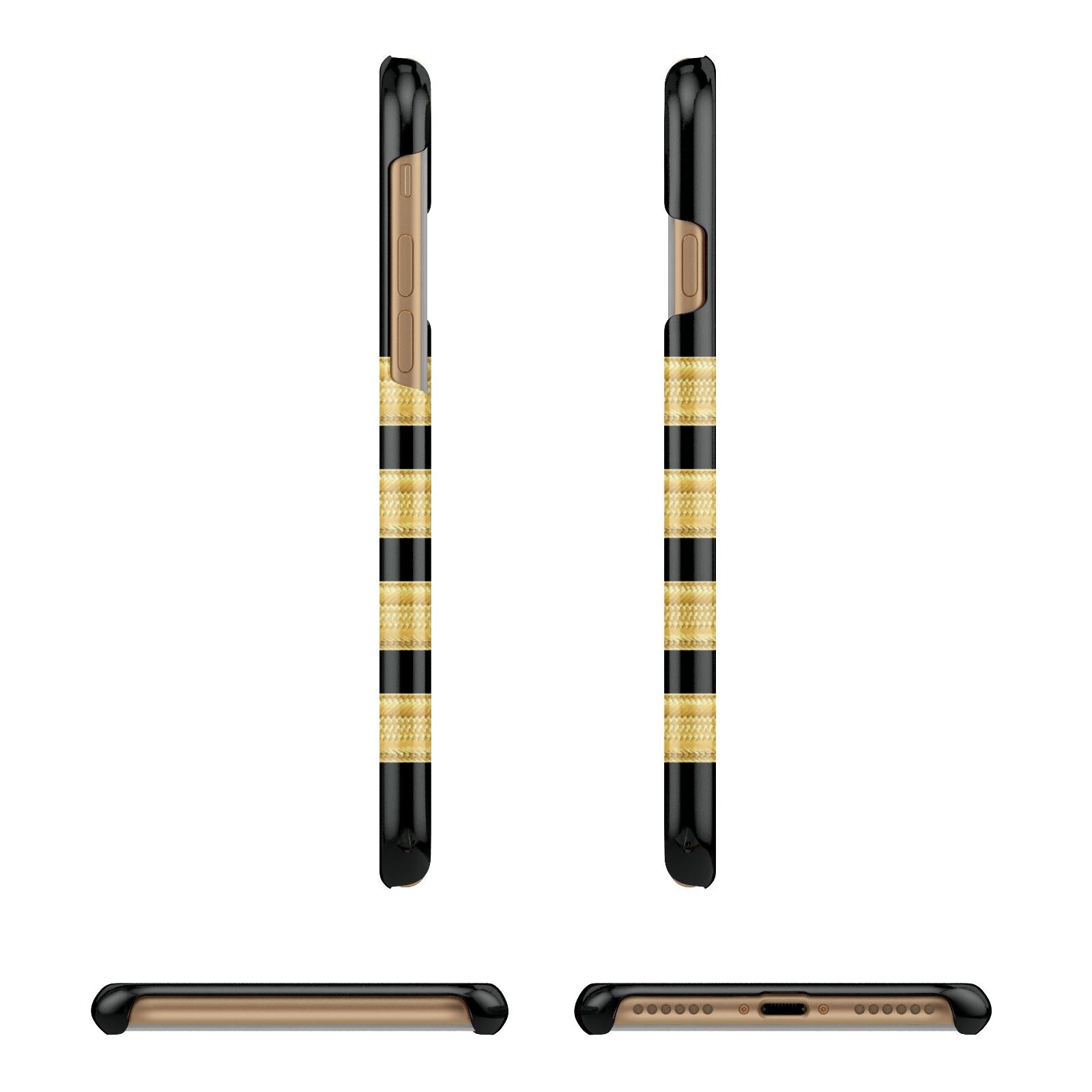 Black Gold Pilot Stripes Apple iPhone 7 8 3D Wrap Snap Case Angled Images