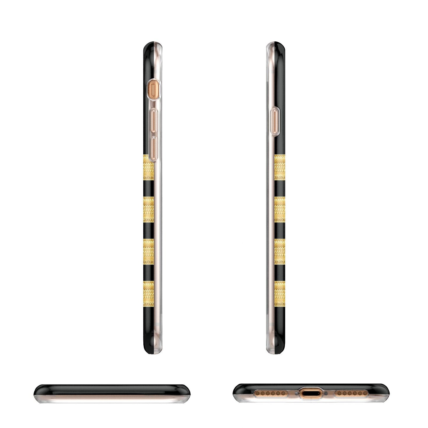 Black Gold Pilot Stripes Apple iPhone 7 8 3D Wrap Tough Case Alternative Image Angles