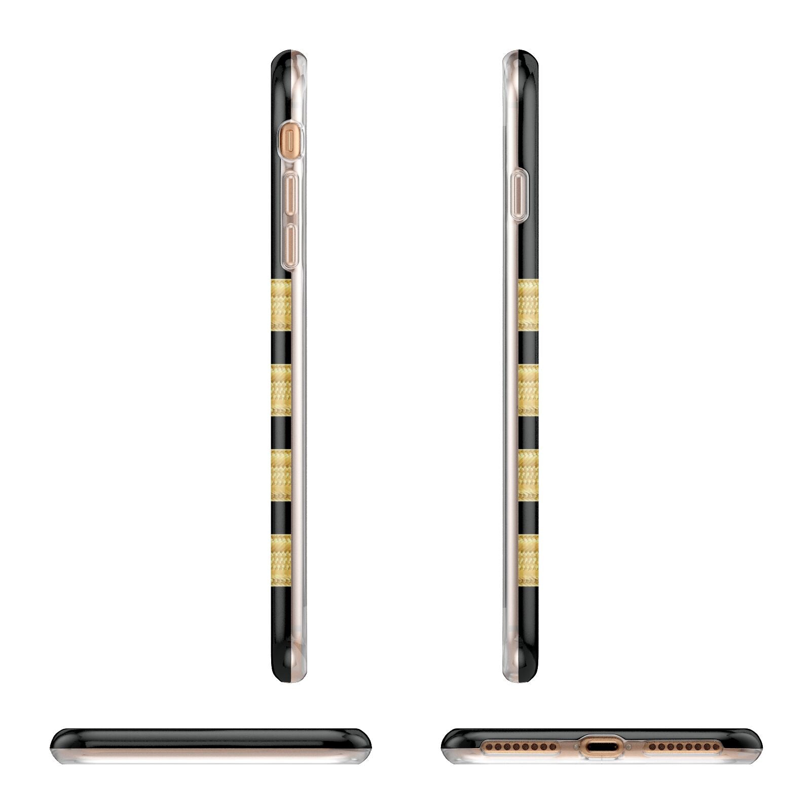 Black Gold Pilot Stripes Apple iPhone 7 8 Plus 3D Wrap Tough Case Alternative Image Angles