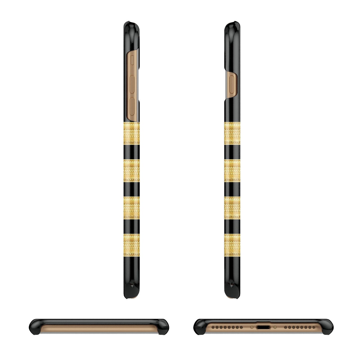 Black Gold Pilot Stripes Apple iPhone 7 Plus 3D Wrap Snap Case Angled Images