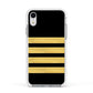 Black Gold Pilot Stripes Apple iPhone XR Impact Case White Edge on Silver Phone