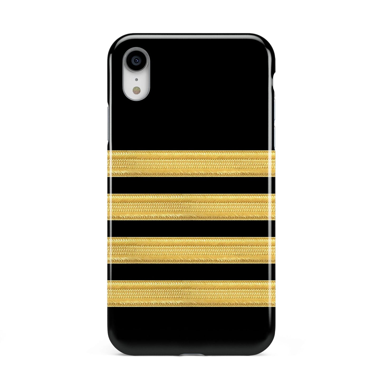 Black Gold Pilot Stripes Apple iPhone XR White 3D Tough Case