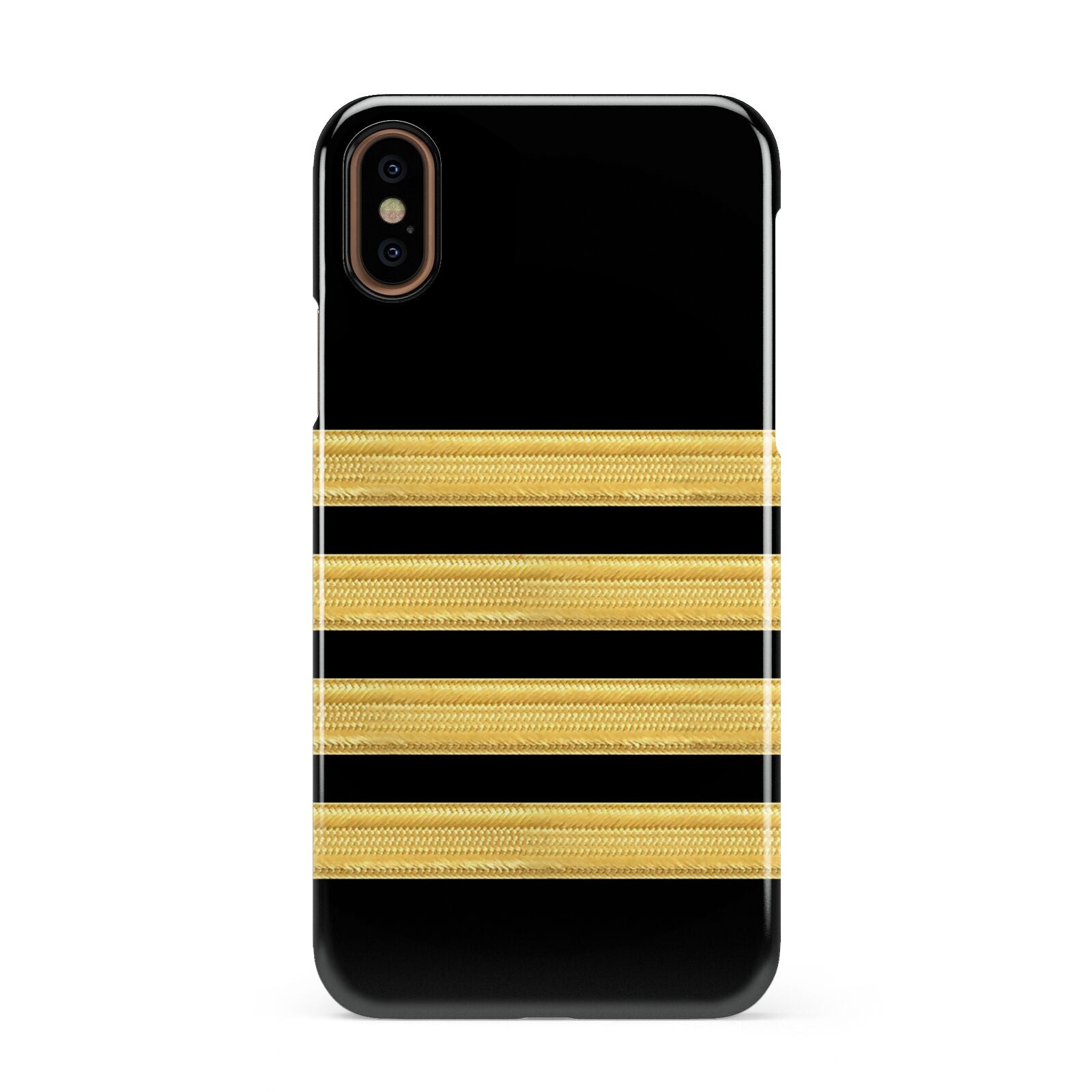 Black Gold Pilot Stripes Apple iPhone XS 3D Snap Case