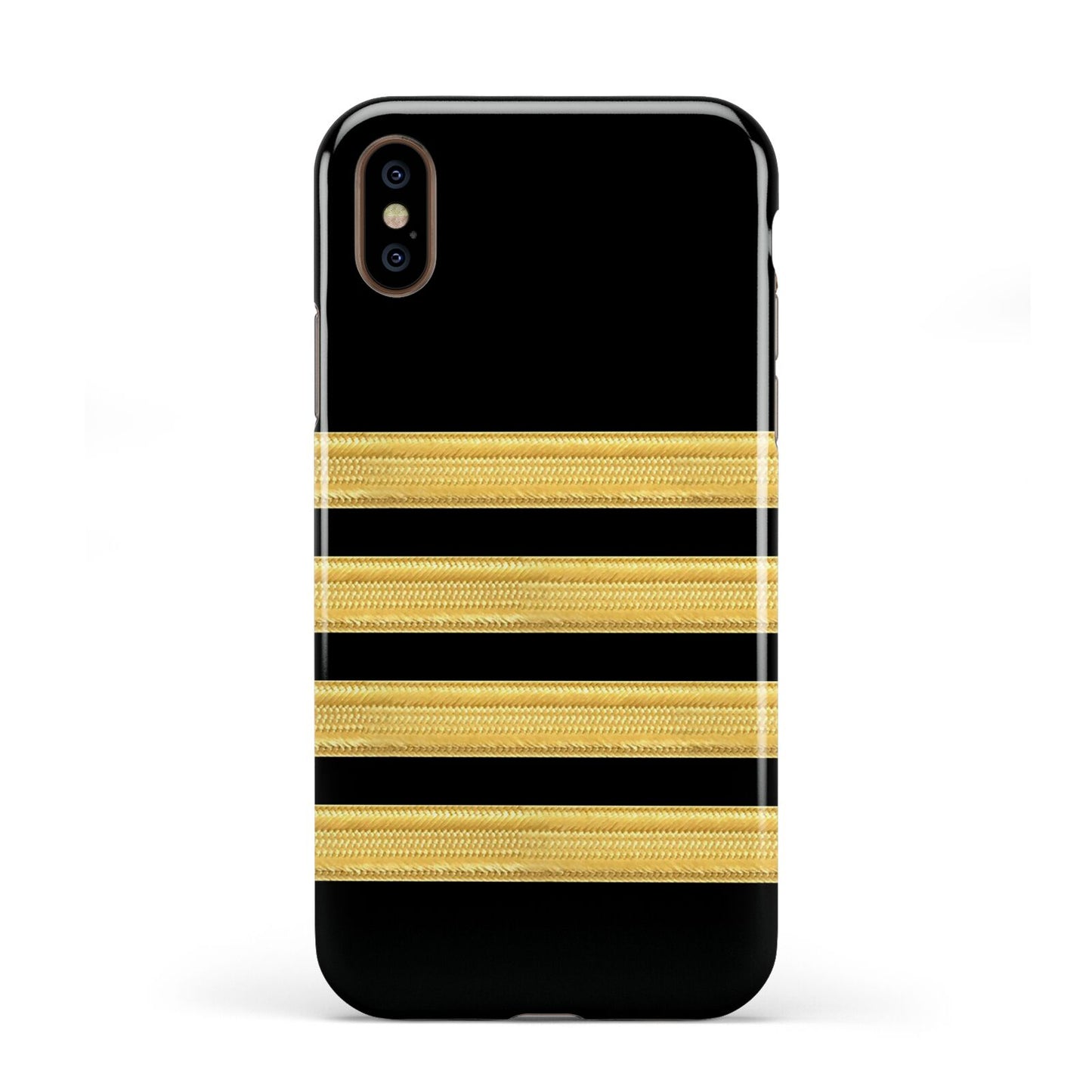 Black Gold Pilot Stripes Apple iPhone XS 3D Tough