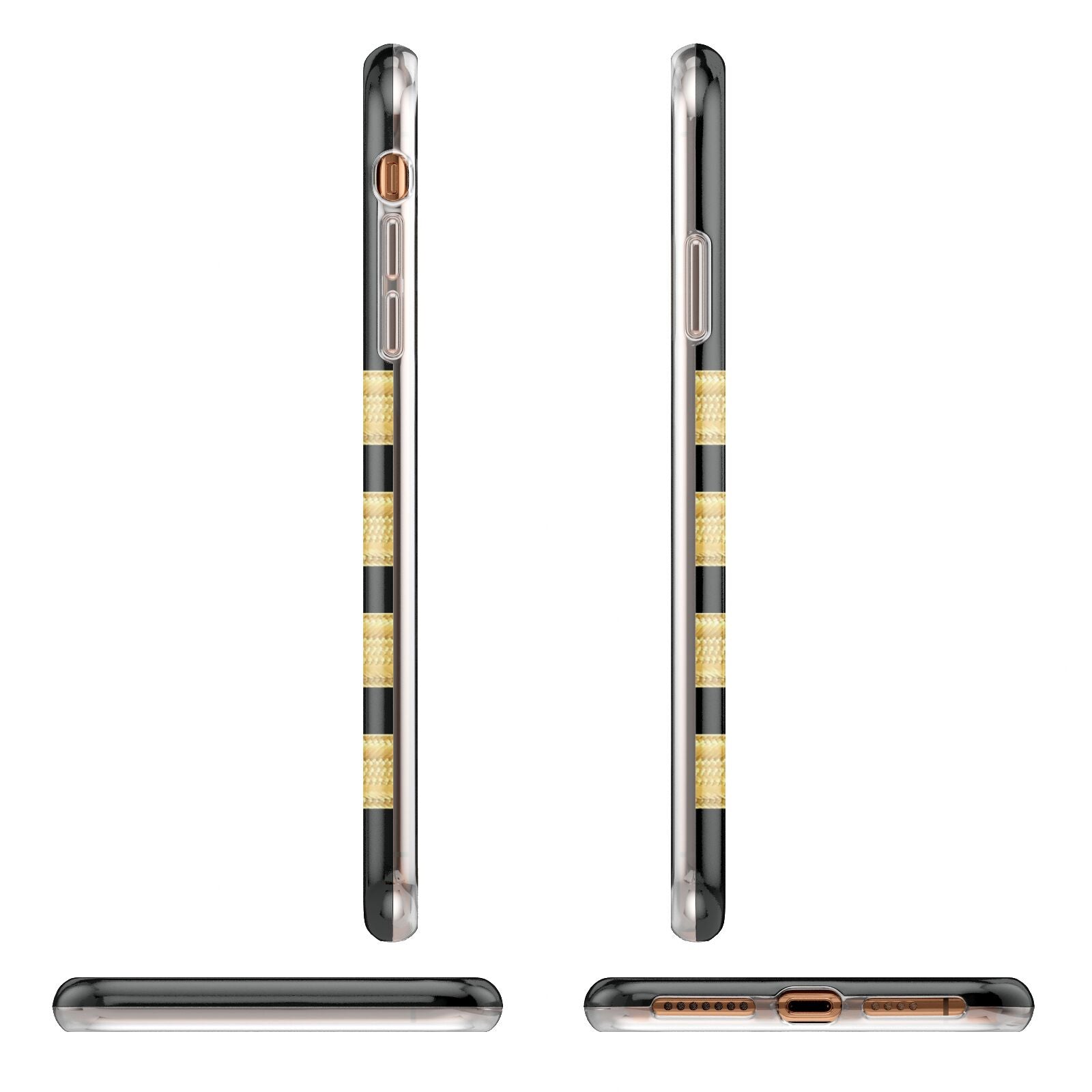 Black Gold Pilot Stripes Apple iPhone XS Max 3D Wrap Tough Case Alternative Image Angles