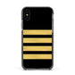 Black Gold Pilot Stripes Apple iPhone Xs Impact Case Black Edge on Black Phone