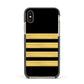 Black Gold Pilot Stripes Apple iPhone Xs Impact Case Black Edge on Gold Phone