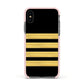 Black Gold Pilot Stripes Apple iPhone Xs Impact Case Pink Edge on Black Phone