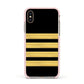 Black Gold Pilot Stripes Apple iPhone Xs Impact Case Pink Edge on Gold Phone